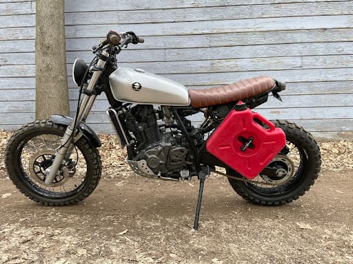 Custom Gas Can Mount for Scrambler - Mobile welding project in Northern Utah